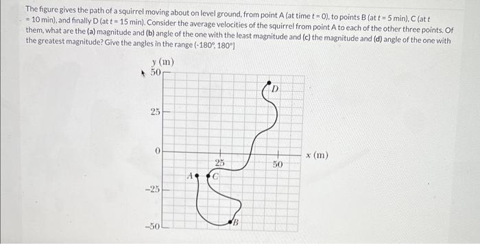 The figure gives the path of a squirrel