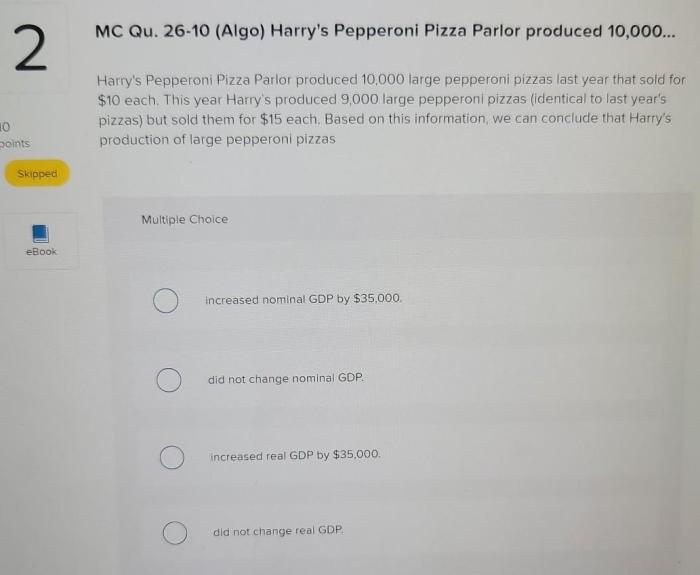 Harry's pepperoni pizza parlor produced